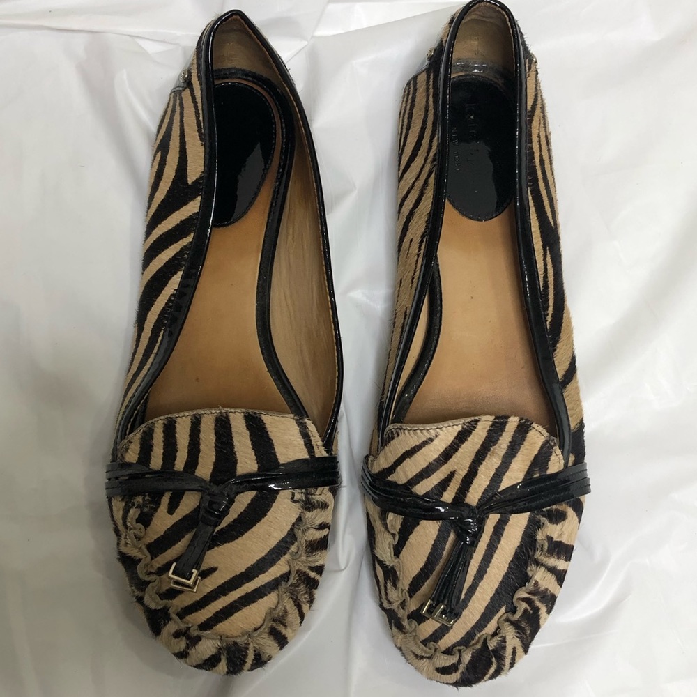Kate Spade Zebra Print Fur Slip On Dress Loafer Shoes Size 8.5